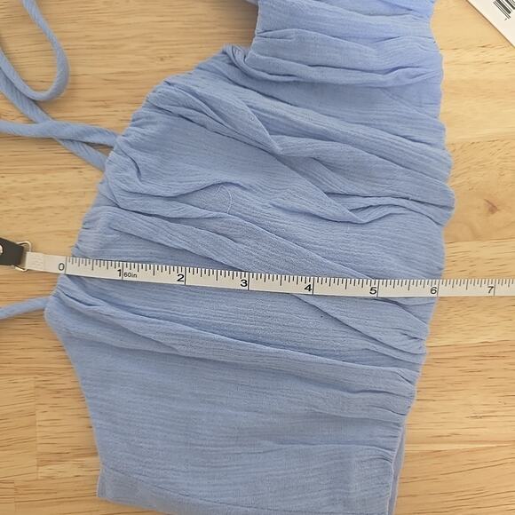 NWT Revolve Rumer the Label Camille Crop Top Size Medium Blue Strappy Ruched - Picture 6 of 8